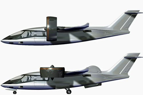 Wizja samolotu VTOL TriFan 600 napędzanego trzema wentylatorami kanałowymi. Samolot ma być alternatywą dla wielu podobnych konstrukcji projektowanych z napędem elektrycznym. Jego zaletą ma być znacznie większy zasięg / Ilustracja: XTI Aerospace